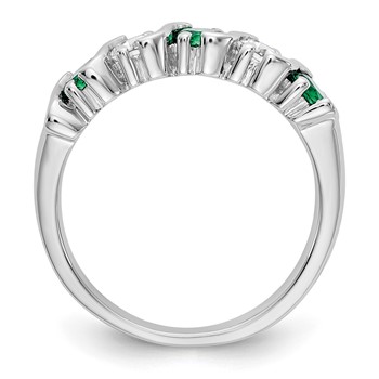 14k White Gold 3/8 carat Diamond and Emerald Complete Band — alternate view