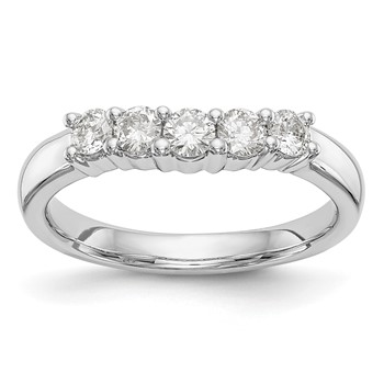 14K White Gold 5-Stone Shared Prong (Holds 5-2.9mm Round) Diamond Band Mounting