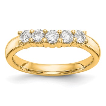 14K Yellow Gold 5-Stone Shared Prong (Holds 5-2.9mm Round) Diamond Band Mounting