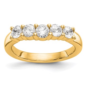 "14K Yellow Gold 5-Stone Shared Prong (Holds 1-3.7, 2-3.6, 2-3.5mm Round) Diamond Band Mounting"