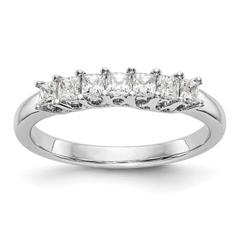 14K White Gold 7-Stone Shared Prong (Holds 7-2.3mm Princess) Diamond Band Mounting