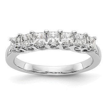 14K White Gold 7-Stone Shared Prong (Holds 7-2.8mm Princess) Diamond Band Mounting