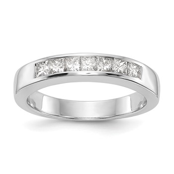 14K White Gold 7-Stone (Holds 7-2.2mm Princess) Channel Band Mounting