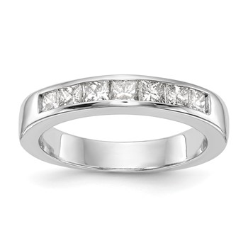 "14K White Gold 7-Stone (Holds 3-2.6, 4-2.5mm Princess) Channel Band Mounting"