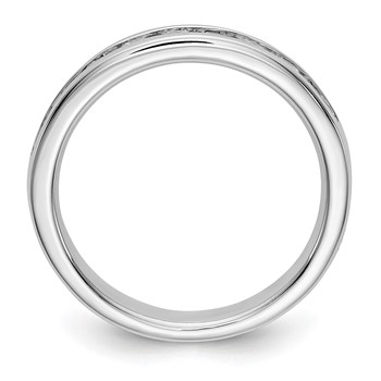 14k White Gold 9-Stone (Holds 9-2.4mm Round) Ladies Channel Band Mounting — alternate view