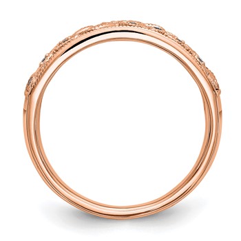 "14K Rose Gold Leaf Design (Holds 4-1.1, 9-0.9mm Round) Wedding Band Mounting" — alternate view