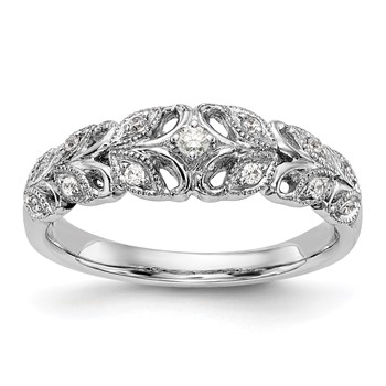 14K White Gold Leaf Design Diamond Band Mounting