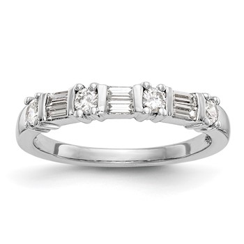 "14K White Gold (Holds 6-2.6x1.3mm Baguette, 4-2.6mm Round) Wedding Band Mounting"