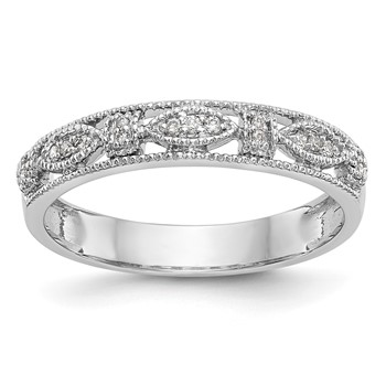 14K White Gold 1/10 carat Diamond Complete Wedding Band