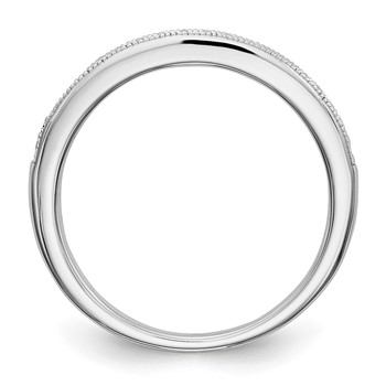 14k White Gold 1/10 carat Diamond and Blue Sapphire Complete Band — alternate view