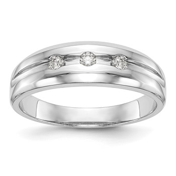 14K White Gold 3-Stone (Holds 3-2.3mm Round) Men's Band Mounting