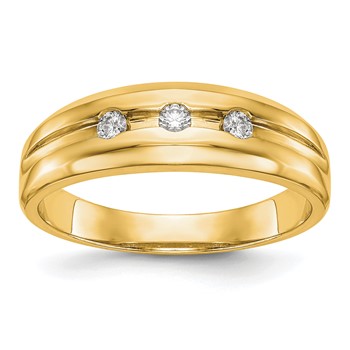 14K Yellow Gold 3-Stone (Holds 3-2.3mm Round) Men's Band Mounting