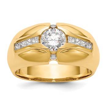 "IB Goodman 14k (Holds 1-5.5 Center, 8-2.0 / 2-1.8mm Round) Mens Ring Mounting"