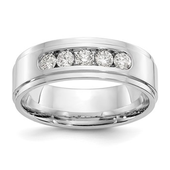 14kw Polished Step Edge Men's Diamond Ring Mtg (Closed)
