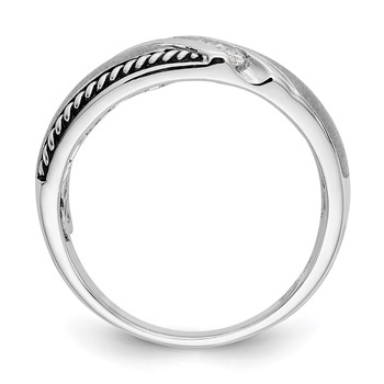 True Origin 14K White Gold Men's 1/8 carat Lab Grown Diamond VS/SI  D E F  Brushed Polished Antiqued Band — alternate view