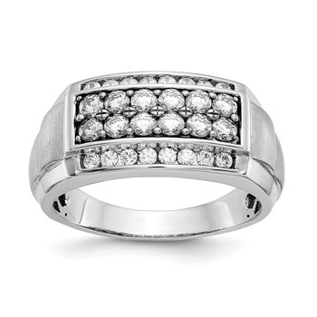 True Origin 14K White Gold Men's 7/8 carat Lab Grown Diamond VS/SI  D E F  Brushed and Polished Band