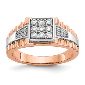 True Origin 14K Two-tone Men's 1/2 carat Lab Grown Diamond VS/SI  D E F  Brushed and Polished Band