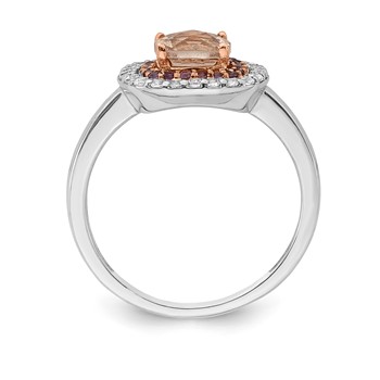 Sterling Silver w/Rose Plate Morganite/Amethyst/CZ Cushion Shape Ring — alternate view