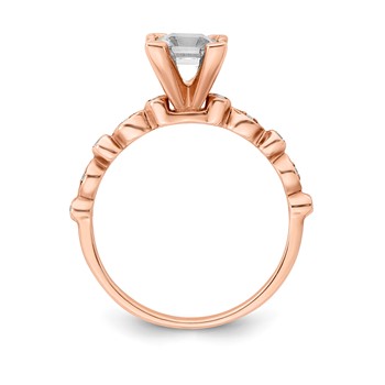 Sterling Silver w/Rose PlateSterling Silver CZ & Aquamarine Ring — alternate view