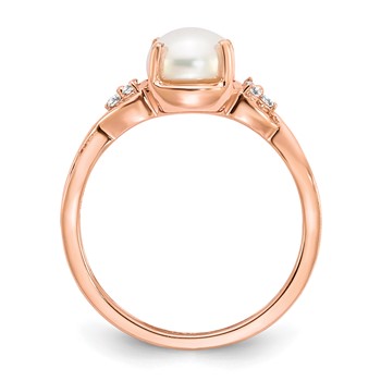 10k wg 7MM FWC Pearl Diamond Ring 6- .008ct Stone:A Mel: S43 — alternate view