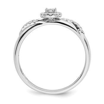 14K White Gold Halo AA Quality 1/8 carat Diamond Trio Complete Engagement Ring — alternate view