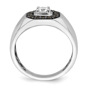 Sterling Silver Black & White CZ Men's Ring — alternate view