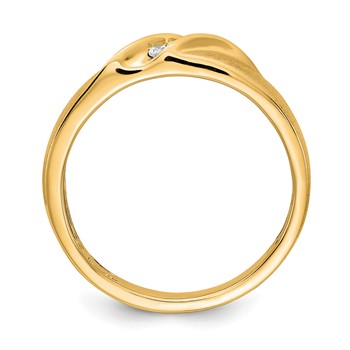 14k Yellow Gold Satin Diamond Men's Ring — alternate view