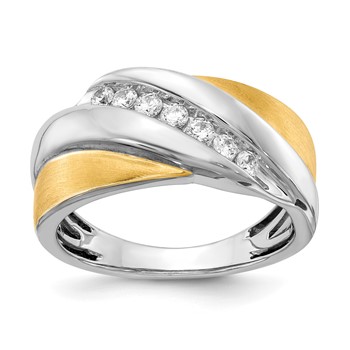 14k White & Rose Gold Diamond Men's Ring