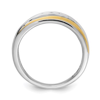 14k White & Yellow Gold Diamond Men's Ring,SATIN E/W — alternate view