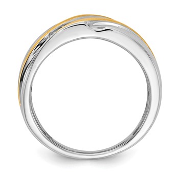 14k Two-tone Men's Ring, Satin: Up&Down Mounting Only — alternate view