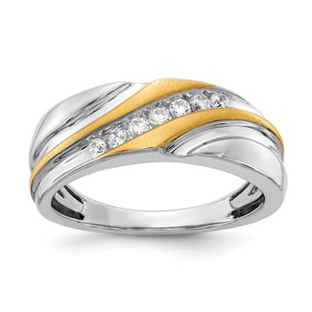 14k Two-tone Men's Ring, Satin: Up&Down Mounting Only