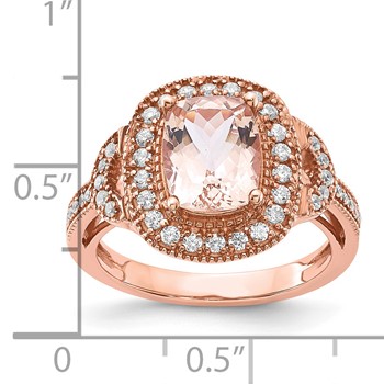 Sterling Silver Rose-tone Morganite & CZ Ring — alternate view