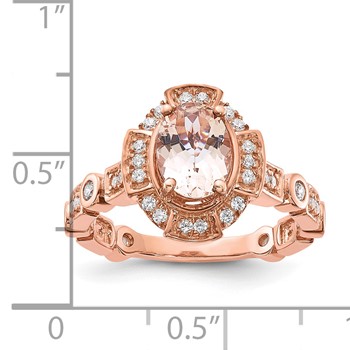 Sterling Silver Rose-tone Sterling Silver Morganite & CZ Ring — alternate view