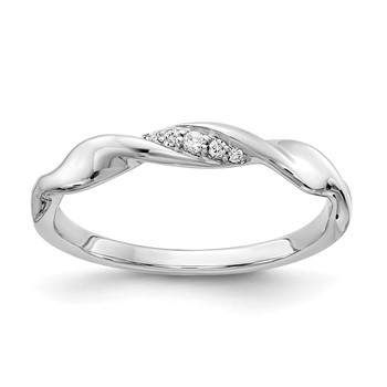 14k White Gold 1/20 carat Diamond Fancy Twist Ring