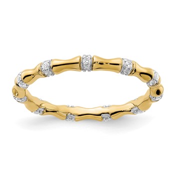 14k 3mm 1/5 carat Diamond Fancy Bamboo Band