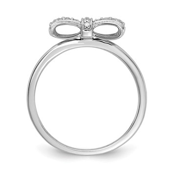 14k White Gold 1/15 carat Diamond Bow Ring — alternate view