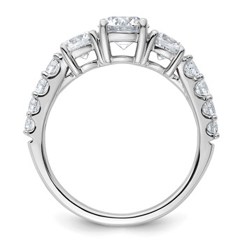 14k White Gold 2 carat Lab Grown Diamond VS+ F+ Round Complete Three Stone Engagement Ring — alternate view