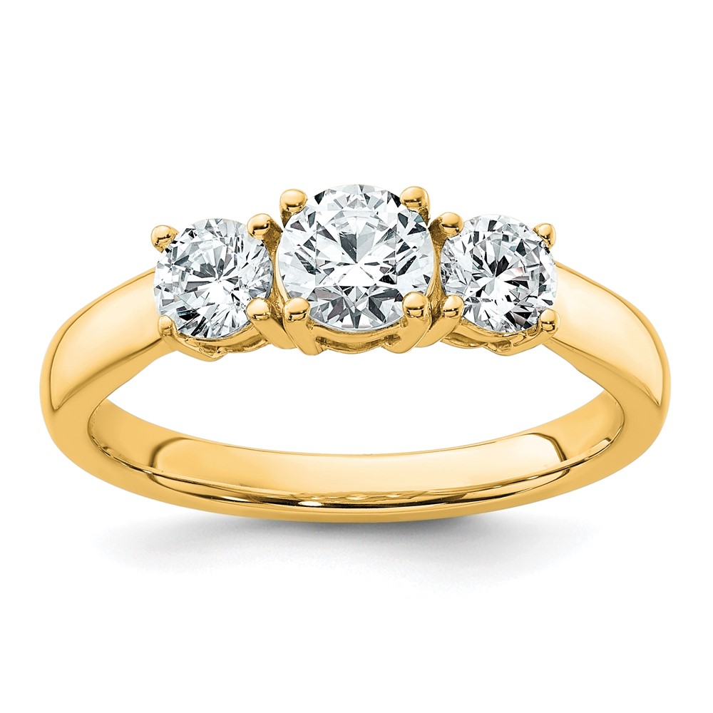 14k 1 ct Cert Lab Grown Diamond VS/SI+ G+ 3 Stone Complete Engagement Ring