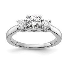 Image of 14k White Gold 1/2 carat Lab Grown Diamond VS/SI+ G+ 1/2 carat Center Round Three Stone Semi Mount Engagement Ring