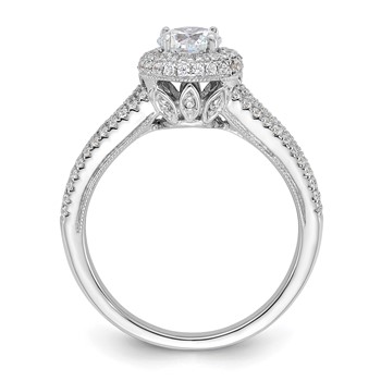 Sterling Silver Polished CZ Round Halo Engagement Ring — alternate view