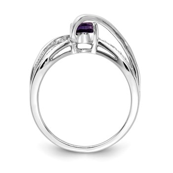 14k White Diamond and Oval Amethyst Twist Ring — alternate view