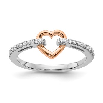 SS/10K Two-Tone Heart Diamond Ring