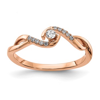 10k Rose Gold Polished Twisted Diamond Ring