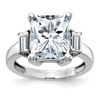 14K White Gold 3-Stone Engagement Ring Mounting