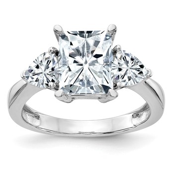 14K White Gold 3-Stone Engagement Ring Mounting