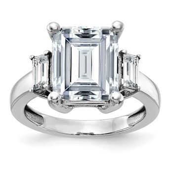 14K White Gold 3-Stone Engagement Ring Mounting