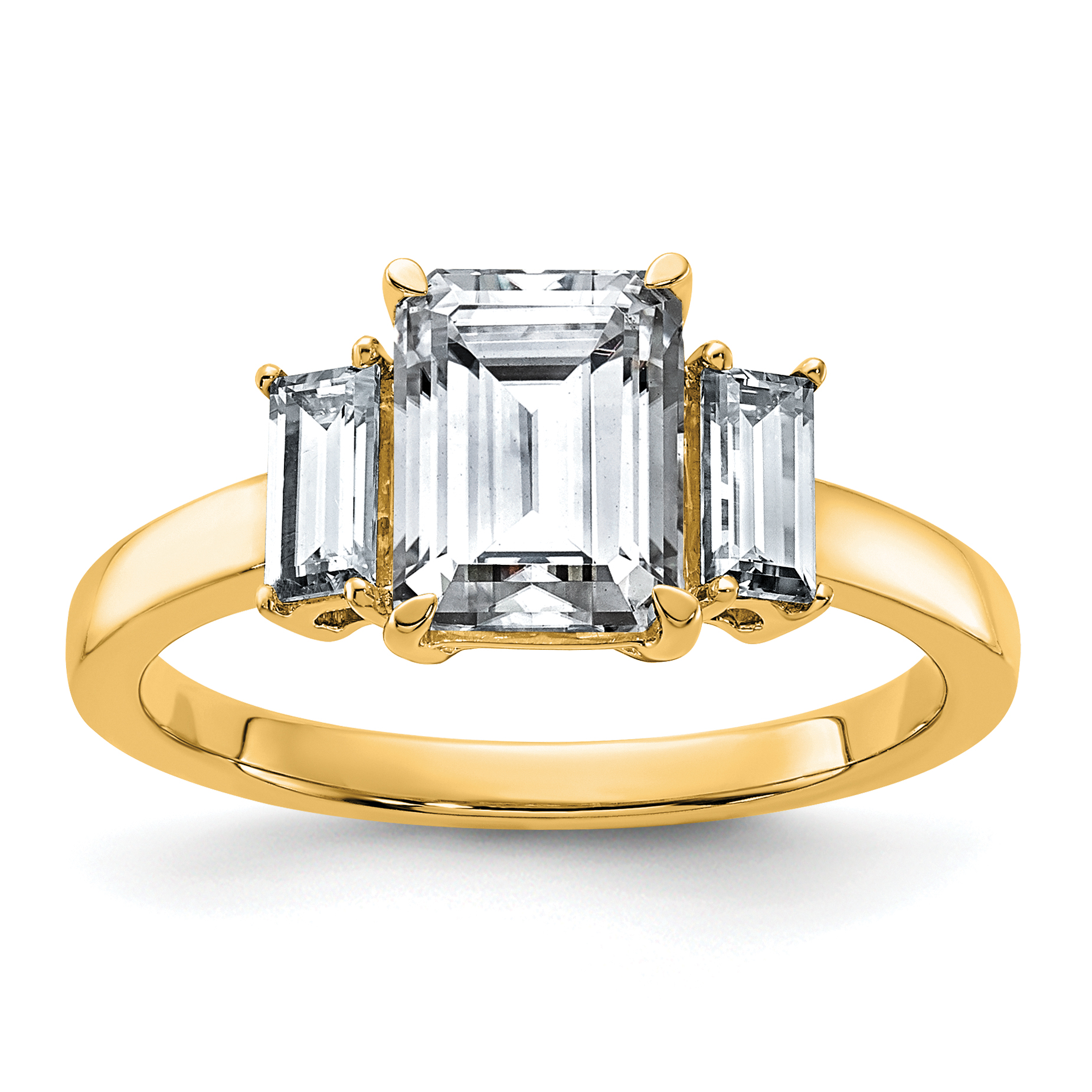 14k 2 1/6ct. Three Stone G H I True Light Moissanite Engagement Ring