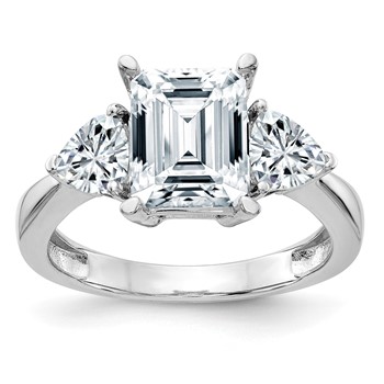 14K White Gold 3-Stone Engagement Ring Mounting