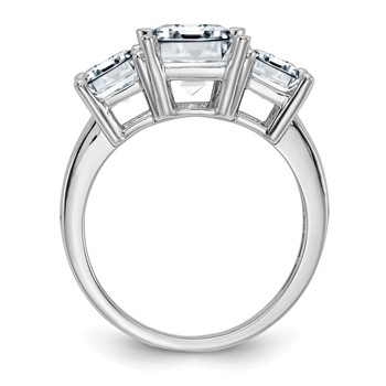 14K White Gold Emerald-cut 3-Stone Engagement Ring Mounting — alternate view