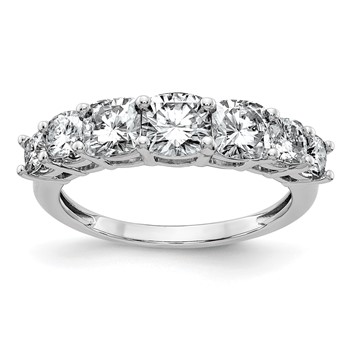 14k White Gold 1 5/8 carat Lab Grown Diamond VS+ F+ Cushion Complete Seven Stone Band